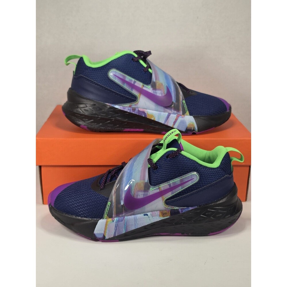 Nike Team Hustle D 12 SE Shoes Kids Size 6Y Blue Purple Basketball HV2291-400